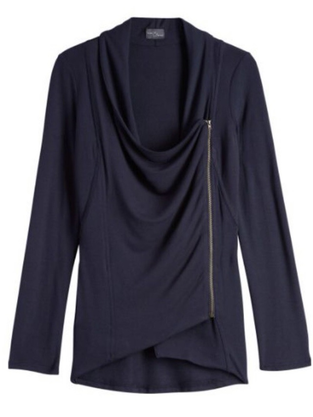 🩶5/$30 Stitchfix Market & Spruce Navy Blue Asymmetrical Zip Cardigan Size Small